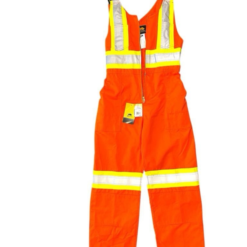 Orange and Yellow Reflective Jumpsuit with Safety Stripes